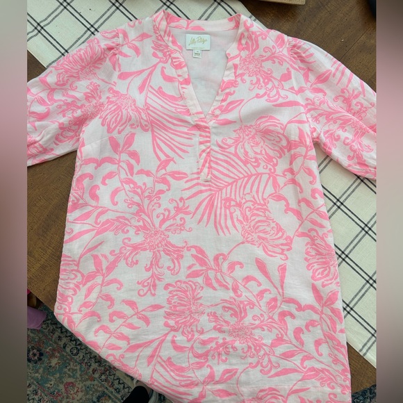 Lilly Pulitzer Mialeigh Palm Print Shift Dress Women’s Size 14 Pink and White - Picture 14 of 14